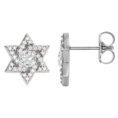 Star Stud Earrings 5.25 Ct Cushion Old Cut Diamond 