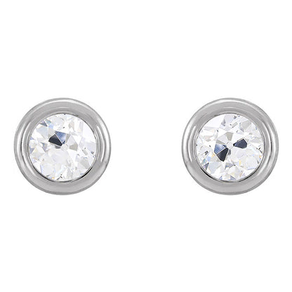 Stud Earrings Bezel Set Old Miner Diamonds