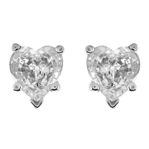 Stud Earrings Gold Solitaire Heart Shape Old Cut Diamond 7 Ct.