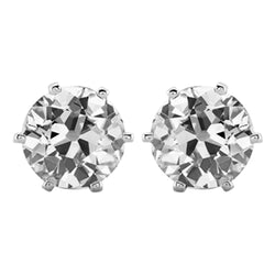 4 Ct. Stud Earrings Round Old Mine Cut Natural Diamond White Gold
