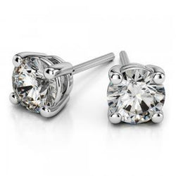 Stud Certified Lab Grown Diamond 3 Carats Earring White Gold 14K