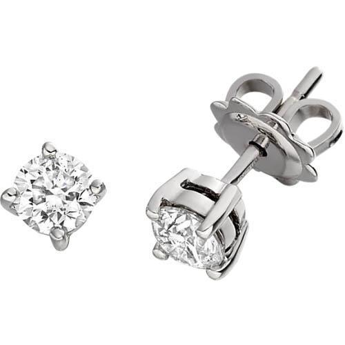 Stud Round GIA Certified Lab Grown Diamond Earring 2 Carats Solid White Gold 14K