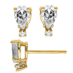 Studs Round Cut Natural Diamond & Pear Old Miner Earrings 4.50 Ct