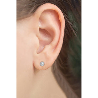 Products 1.5 Ct Bezel Set F Vs1 Round Diamond Stud Earring White Gold