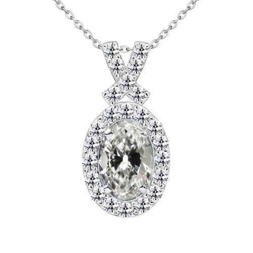 Stylish Oval Old Miner Diamond Pendant 4 Carats