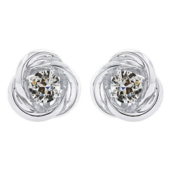 Swirl Diamond Studs 2 Carats Round Old Cut Earrings
