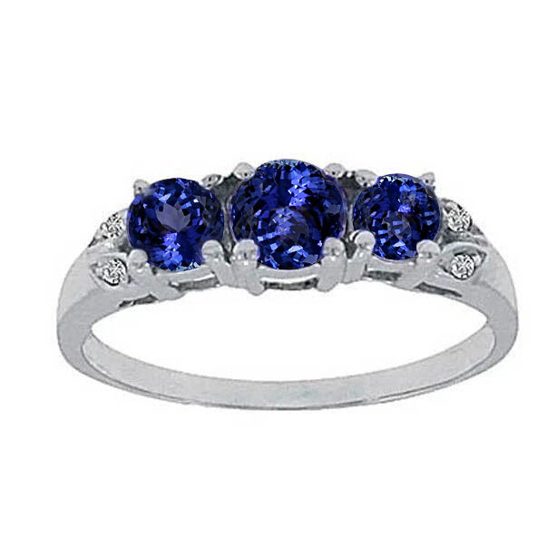 Women Jewelry  Tanzanite   Round Diamond   Ring Gemstone Jewelry  