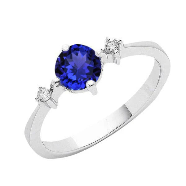 Women Jewelry  Tanzanite And Round Diamonds Women Fancy Ring White Gold