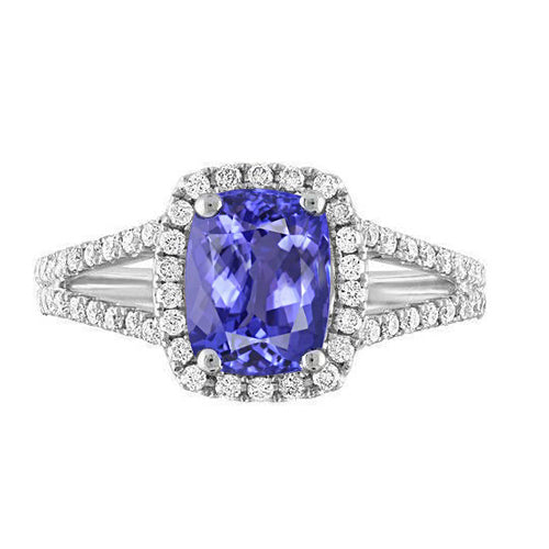 Tanzanite And Natural Earth Mined Diamond 4.85 Carats Anniversary Ring