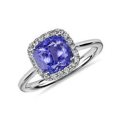 Tanzanite And Natural Earth Mined Diamonds 7.75 Ct Ring 14K White Gold New