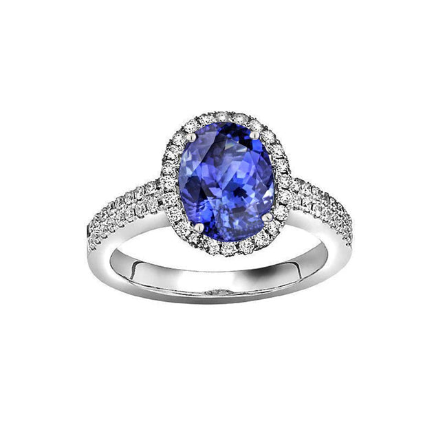  Lady’s Brilliant Engagement  Tanzanite Oval And Round Diamonds