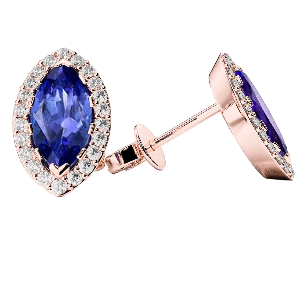 Tanzanite With Diamonds  Ladies Studs  Women Diamond Engagement Earrings