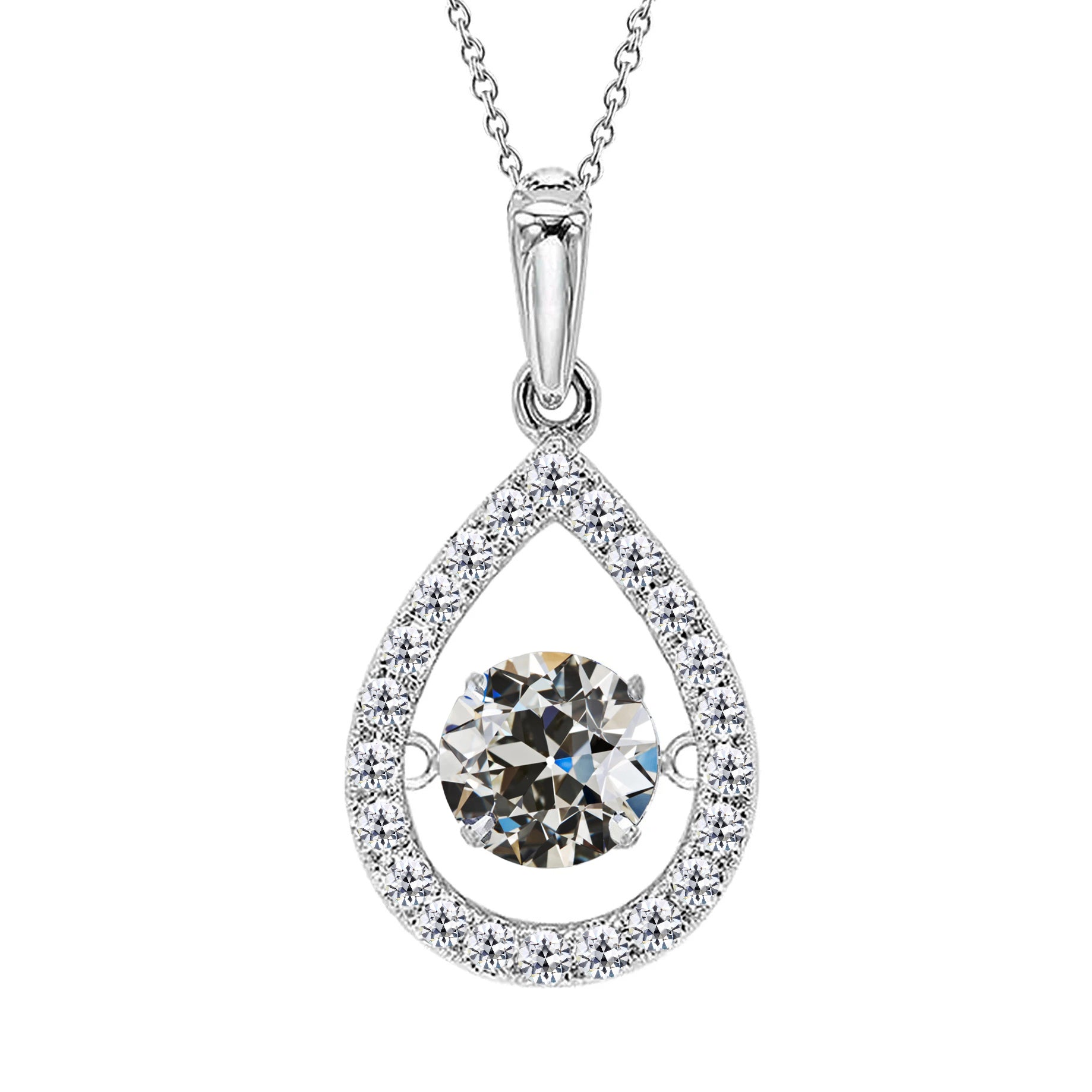 Tear Drop Diamond Pendant Old Miner 3.50 Carats White Gold 