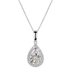Teardrop Pear Old Miner Natural Diamond Pendant 2.50 Carats 14K