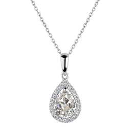 Teardrop Pendant Gold Necklace 2.50 Ct Old Miner Pear Cut Natural Diamond