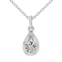 Teardrop Pendant Women’s Necklace 1.50 Ct Pear Old Miner Diamond