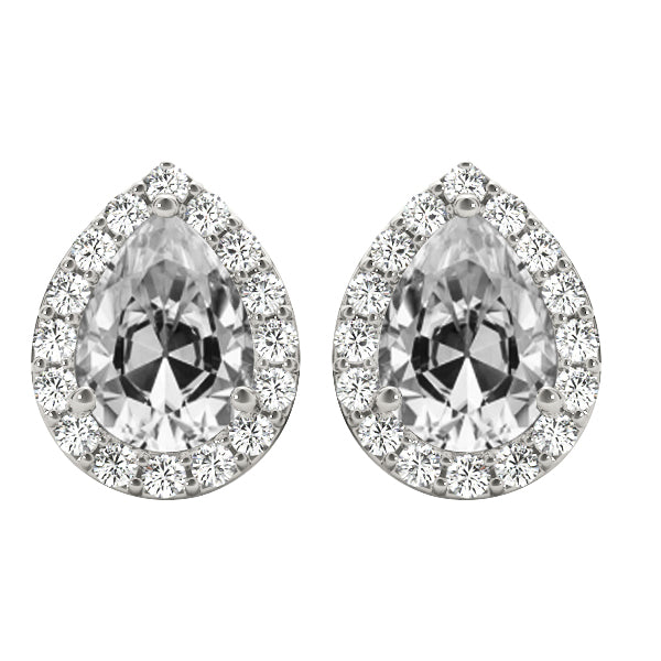 Teardrop Stud Halo Earrings Pear Cut Old Miner Diamond 8 Ct.