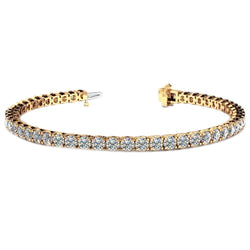 Real  Tennis Bracelet 7 Ct Sparkling Round Cut Diamond Yellow Gold