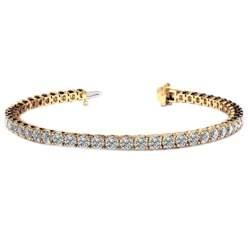 Tennis Bracelet 7 Ct Sparkling Round Cut Lab Grown Diamond Yellow Gold