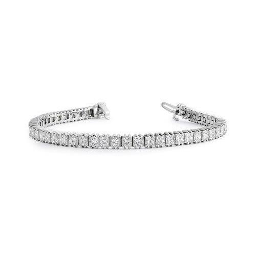 Tennis Bracelet 12.60 Carats Princess Cut Sparkling Lab Grown Diamonds WG
