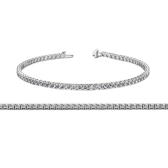 Tennis Bracelet 5 Carats Round Cut Lab Grown Diamonds Gold White 14K Jewelry