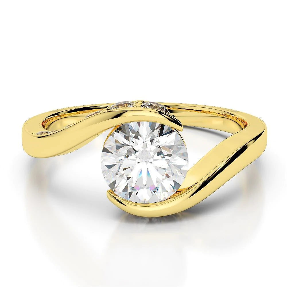 Tension Like Diamond Engagement Ring 2.40 Carats Yellow Gold Jewelry