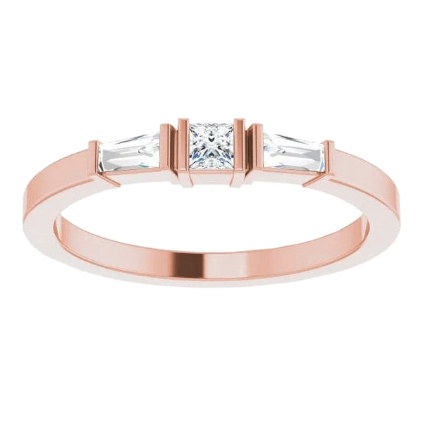 Three-Stone Diamond Ring 1.10 Carats Rose Gold 14K Jewelry