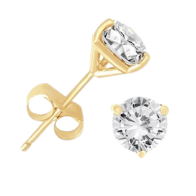 natural round diamond 3ct earring front view