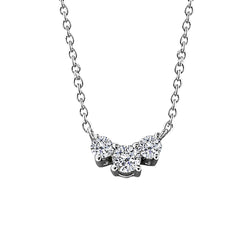 Three Stone 2.00 Carats Diamond Pendant Necklace Lady White Gold 14K