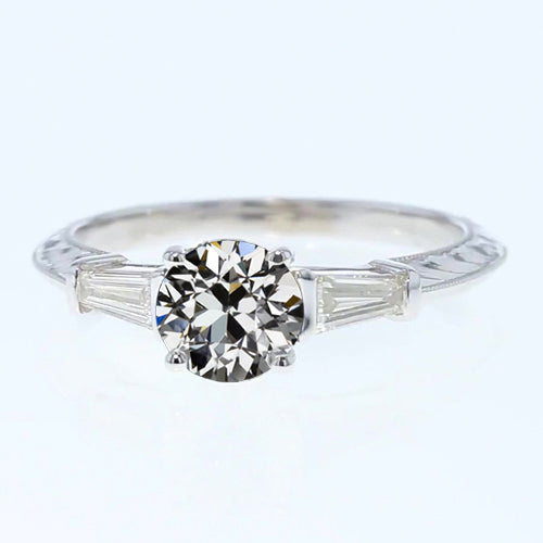 Three Stone Old Miner Cut Diamond Ring