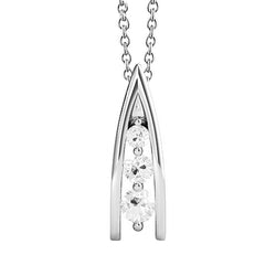 Three Stone Genuine Natural Earth Mined Diamond Pendant Round Old Mine Cut V Shape 2 Carats