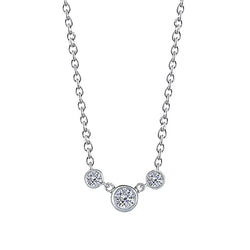 Three Stone Diamonds Pendant Necklace 2 Carats White Gold 14K Jewelry