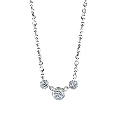Three Stone Lab Grown Diamonds Pendant Necklace 2 Carats White Gold 14K Jewelry