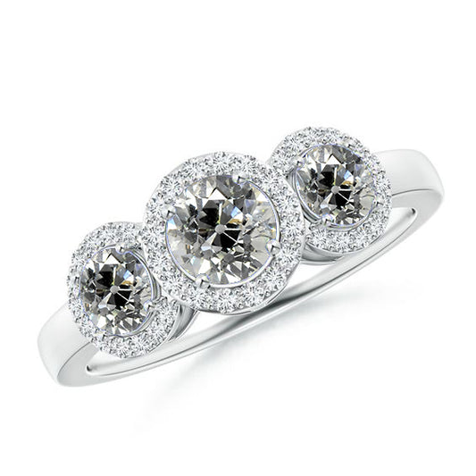 Halo Anniversary Ring Round Old Miner Diamonds