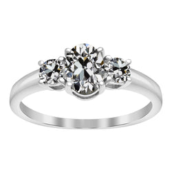 Three Stone Old Cut Wedding Diamond Ring 4.50 Carats White Gold 14K