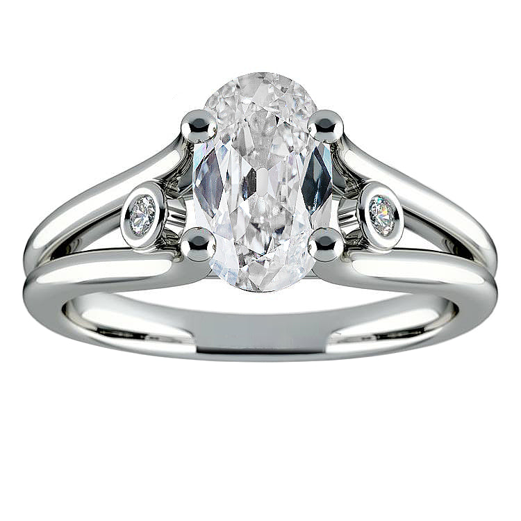 Three Stone Ring Oval Old Miner Diamond