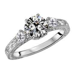 Three Stone Round Old Cut Vintage Style Anniversary Ring 3 Carats