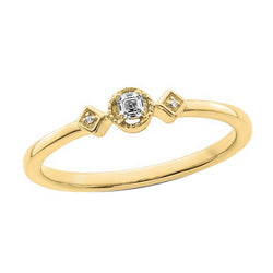 Three Stone Round & Asscher Natural Earth Mined Diamond Wedding Ring Gold 0.75 Carats