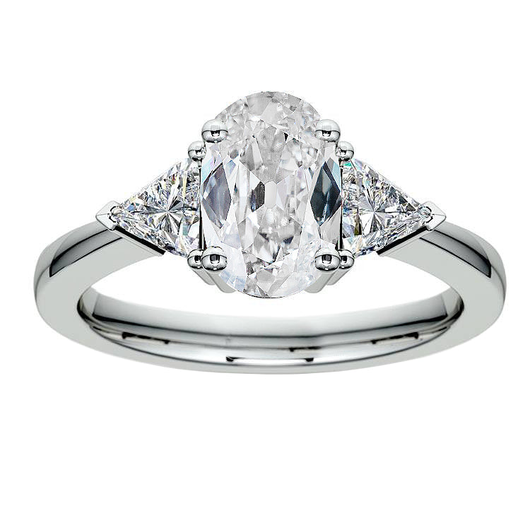 Three Stone Wedding Ring Oval Old Miner