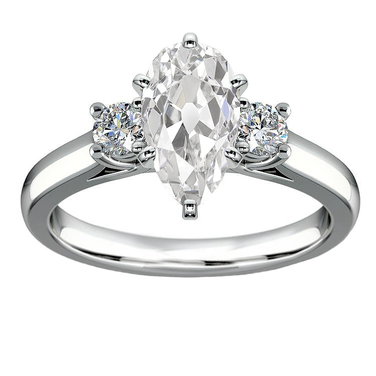 Three Stone Wedding Ring Old Miner Diamonds 