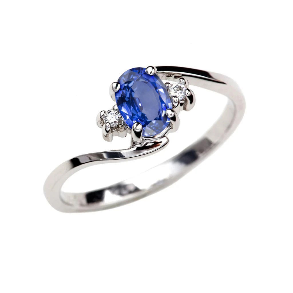 Three Stone Kashmir Sapphire With Natural Earth Mined Diamonds Ring 1.70 Ct Gold 14K