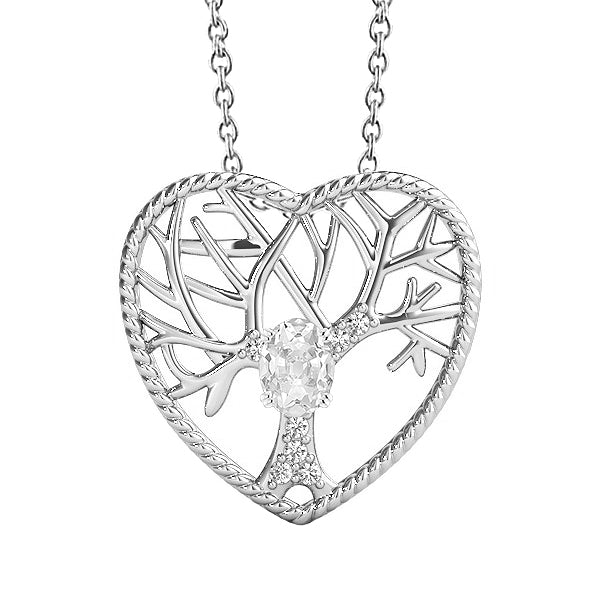 Tree Heart Diamond Pendant Round & Oval Old Miner