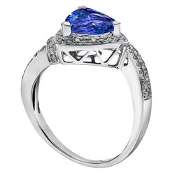 Trillion Tanzanite And Round Diamonds 1.50 Carat Wedding Ring New