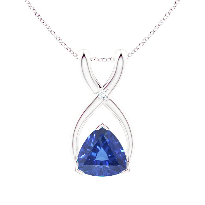 Trillion Blue Sapphire & Diamond Pendant 