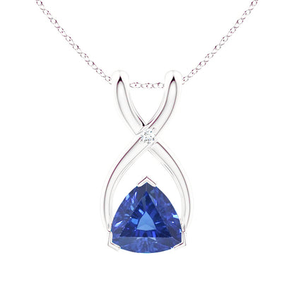 Trillion Blue Sapphire & Diamond Pendant 