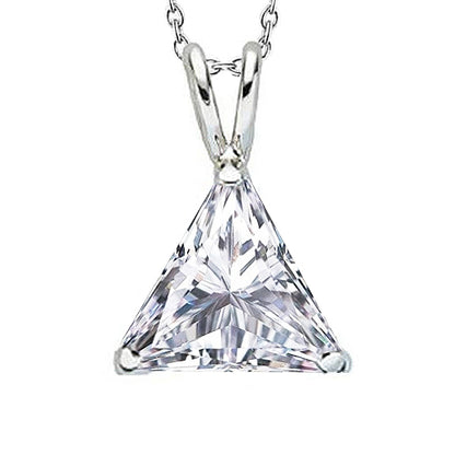 Trillion Natural Earth Mined Diamond Solitaire Pendant Necklace 1.50 Carats White Gold 14K