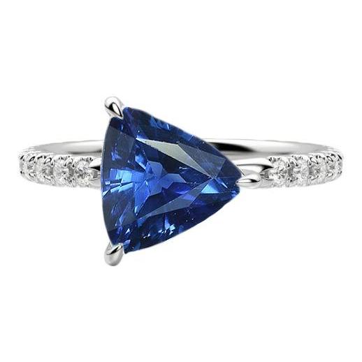  Lady’s Brilliant Engagement   Trillion Sapphire Engagement Ring