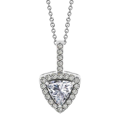 Trillion Shape Halo Natural Earth Mined Diamond Pendant Necklace Without Chain 1.50 Ct. WG