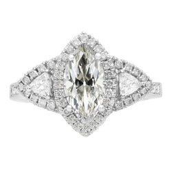Trillion & Marquise Old Miner Diamond Halo Ring 9.50 Carats Gold