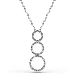 Triple 8 Ct Round Cut Diamonds Circle Pendant Necklace White Gold 14K